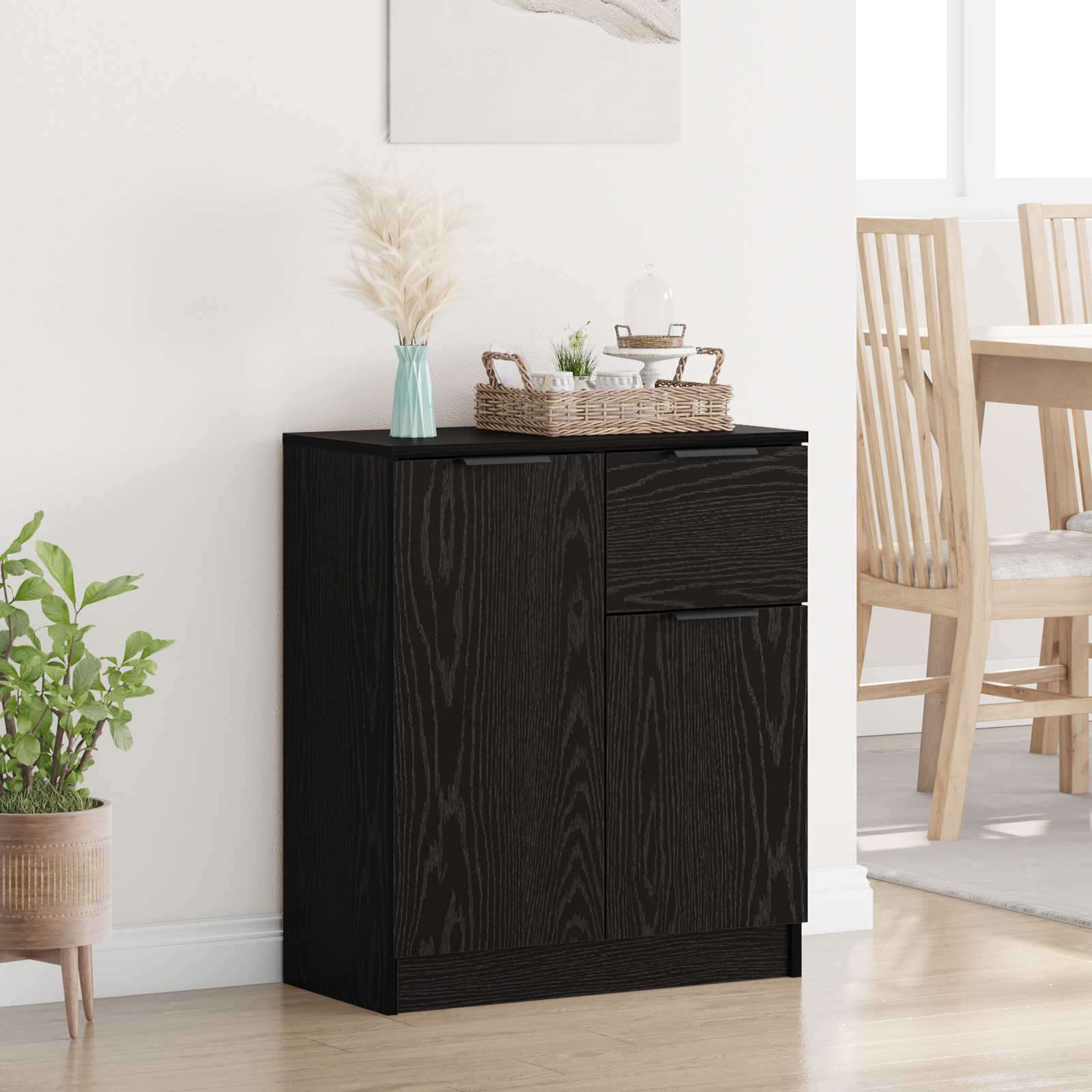 Buffet avec tiroir Chêne noir 60 x 30 x 70 cm Bois d'ingénierie - XIOS