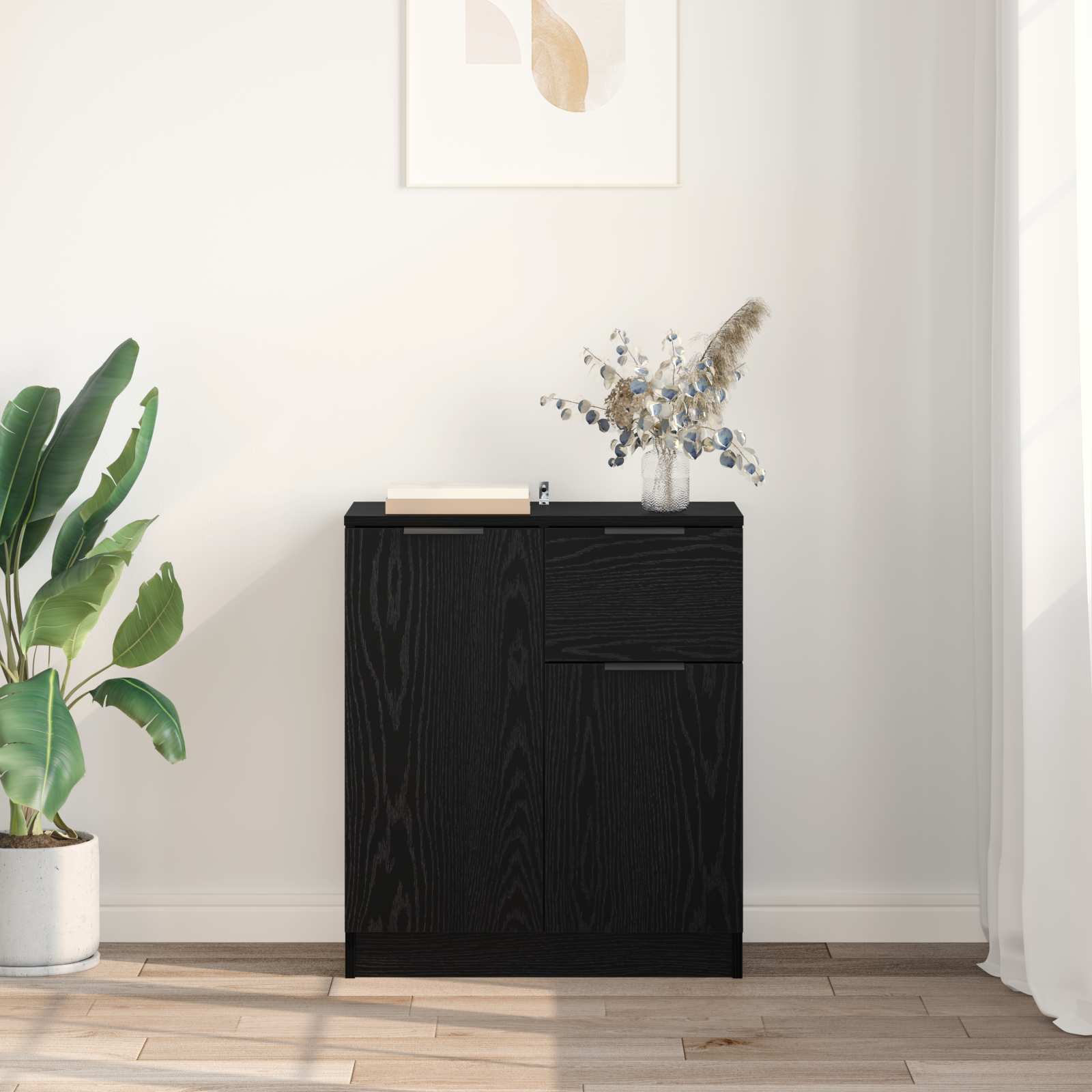 Buffet avec tiroir Chêne noir 60 x 30 x 70 cm Bois d'ingénierie - XIOS