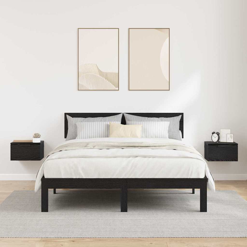 Cabinet de chevet avec tiroir 2 pcs Chêne noir 34 x 30 x 20 cm