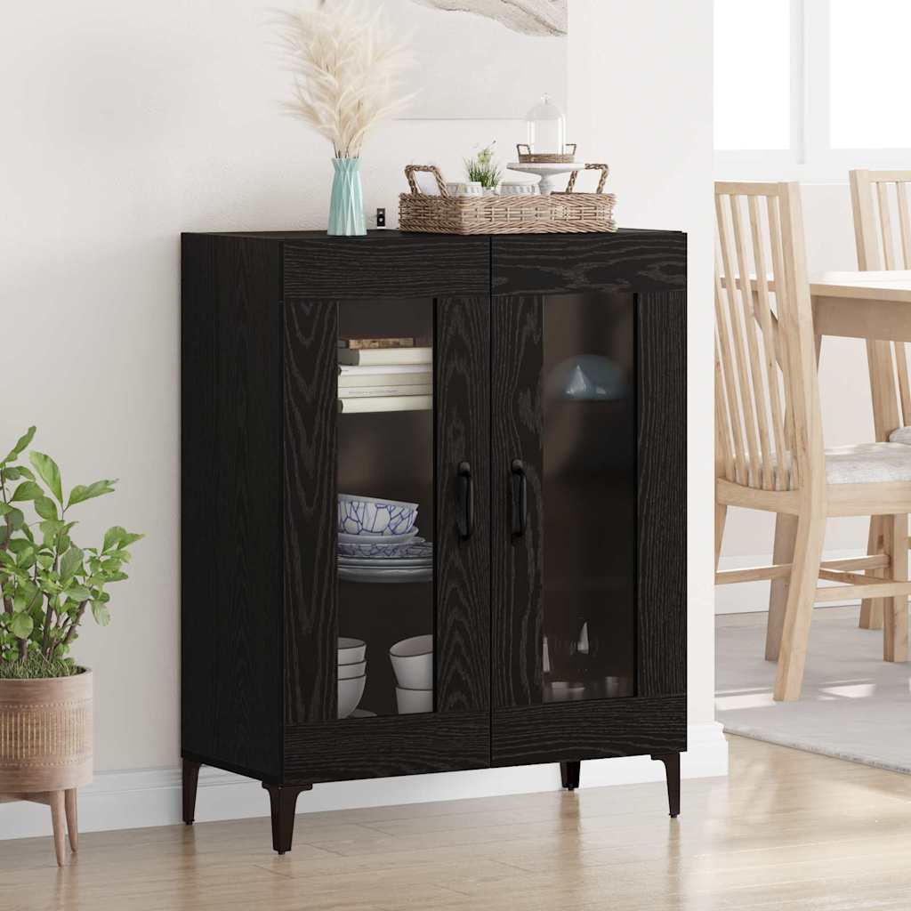 Buffet Chêne noir 69,5 x 34 x 90 cm Bois d'ingénierie et fer - XIOS