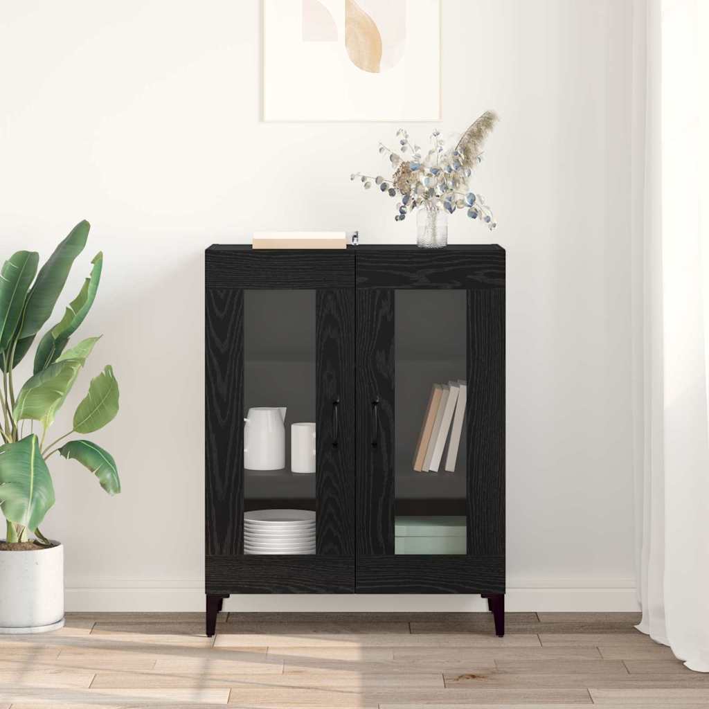 Buffet Chêne noir 69,5 x 34 x 90 cm Bois d'ingénierie et fer - XIOS