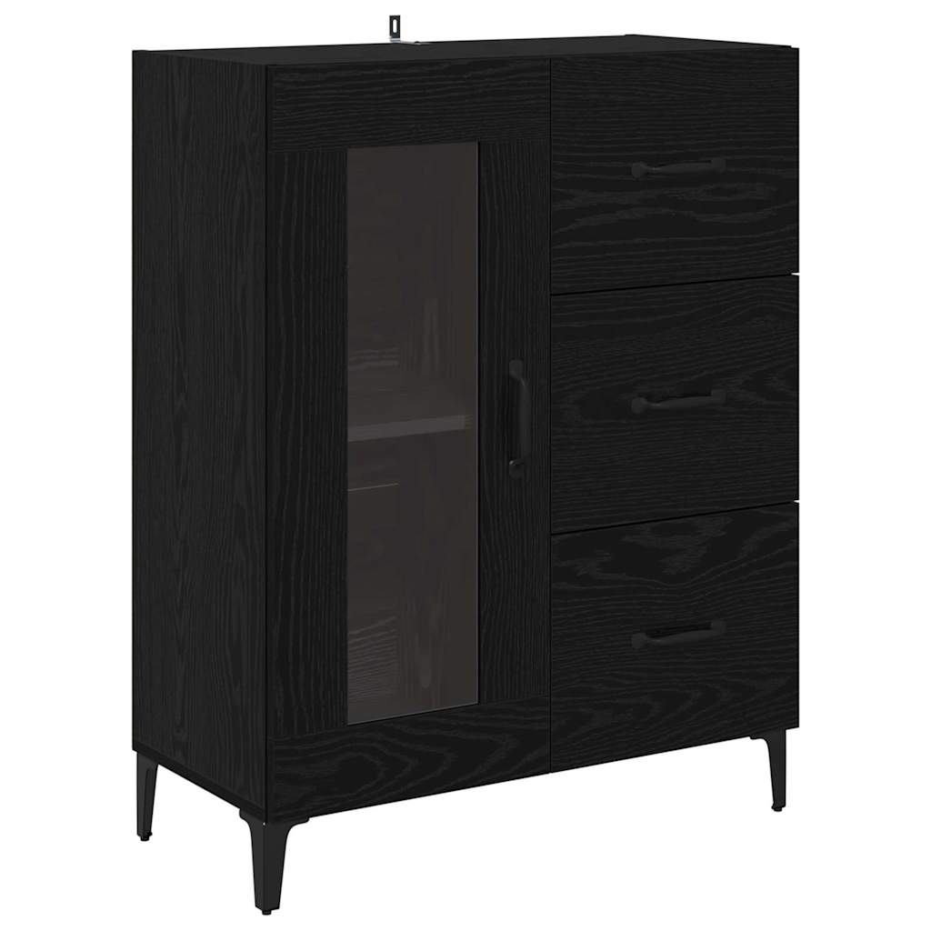 Buffet Chêne noir 69,5 x 34 x 90 cm Bois d'ingénierie et fer - XIOS