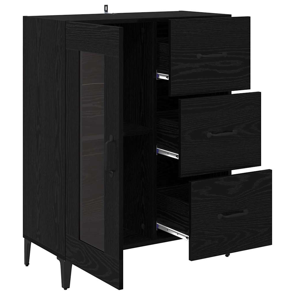 Buffet Chêne noir 69,5 x 34 x 90 cm Bois d'ingénierie et fer - XIOS