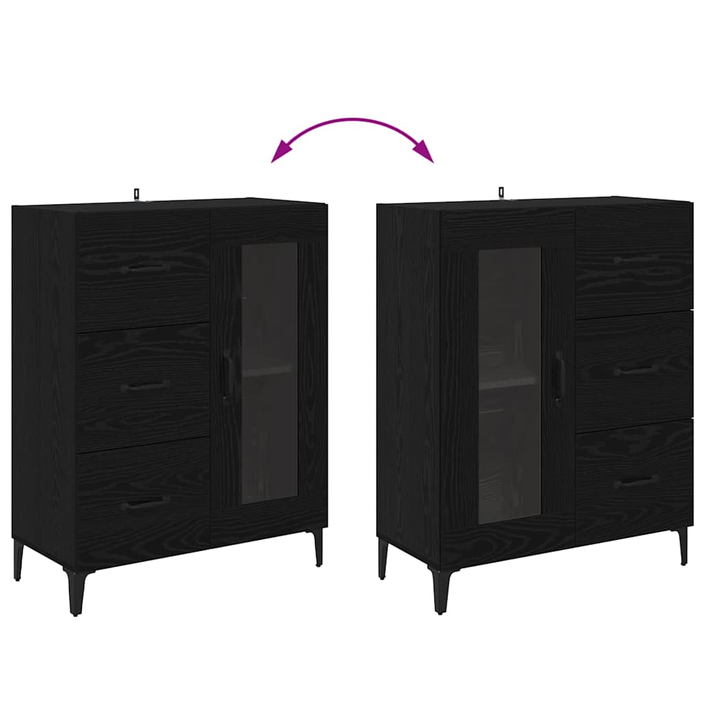 Buffet Chêne noir 69,5 x 34 x 90 cm Bois d'ingénierie et fer - XIOS