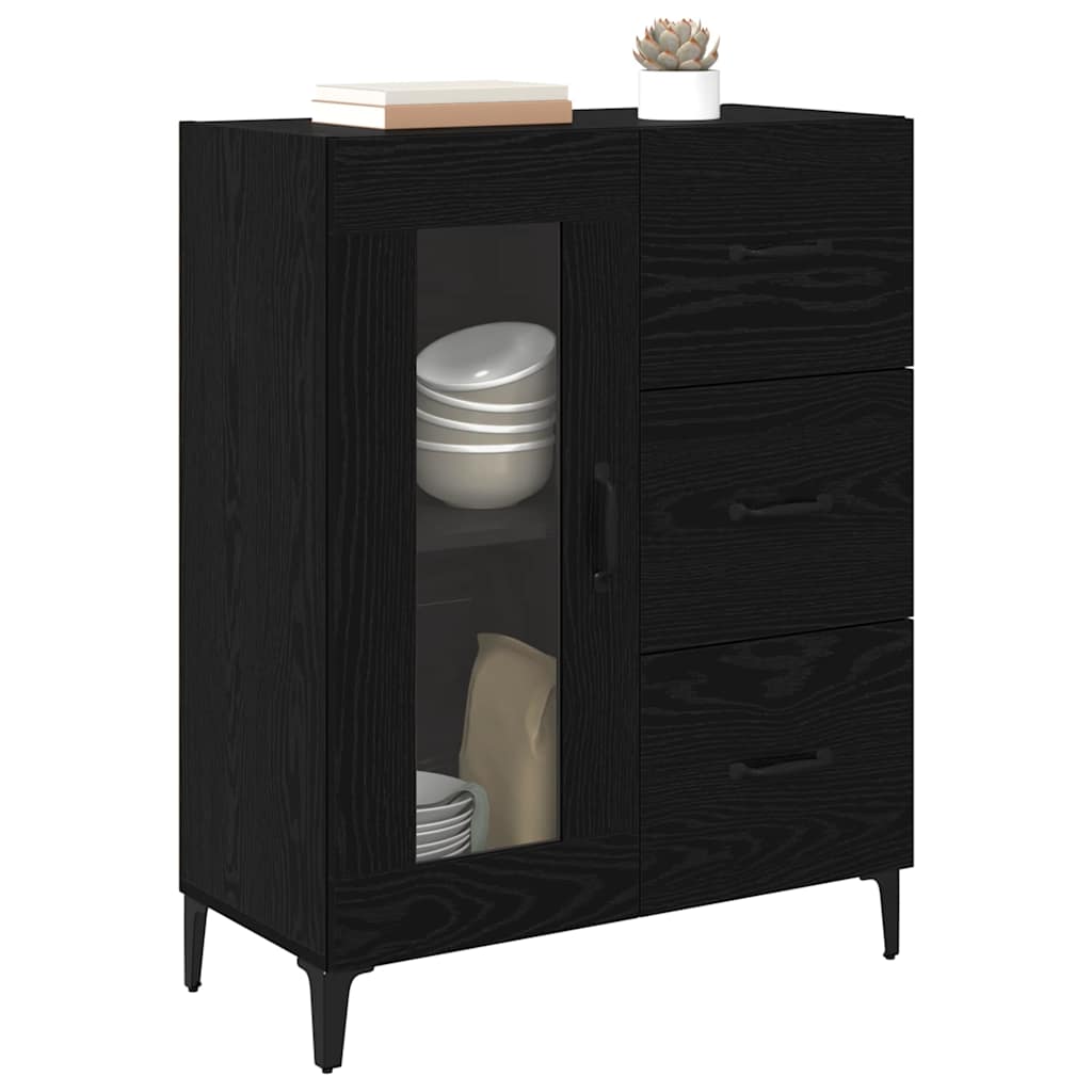 Buffet Chêne noir 69,5 x 34 x 90 cm Bois d'ingénierie et fer - XIOS