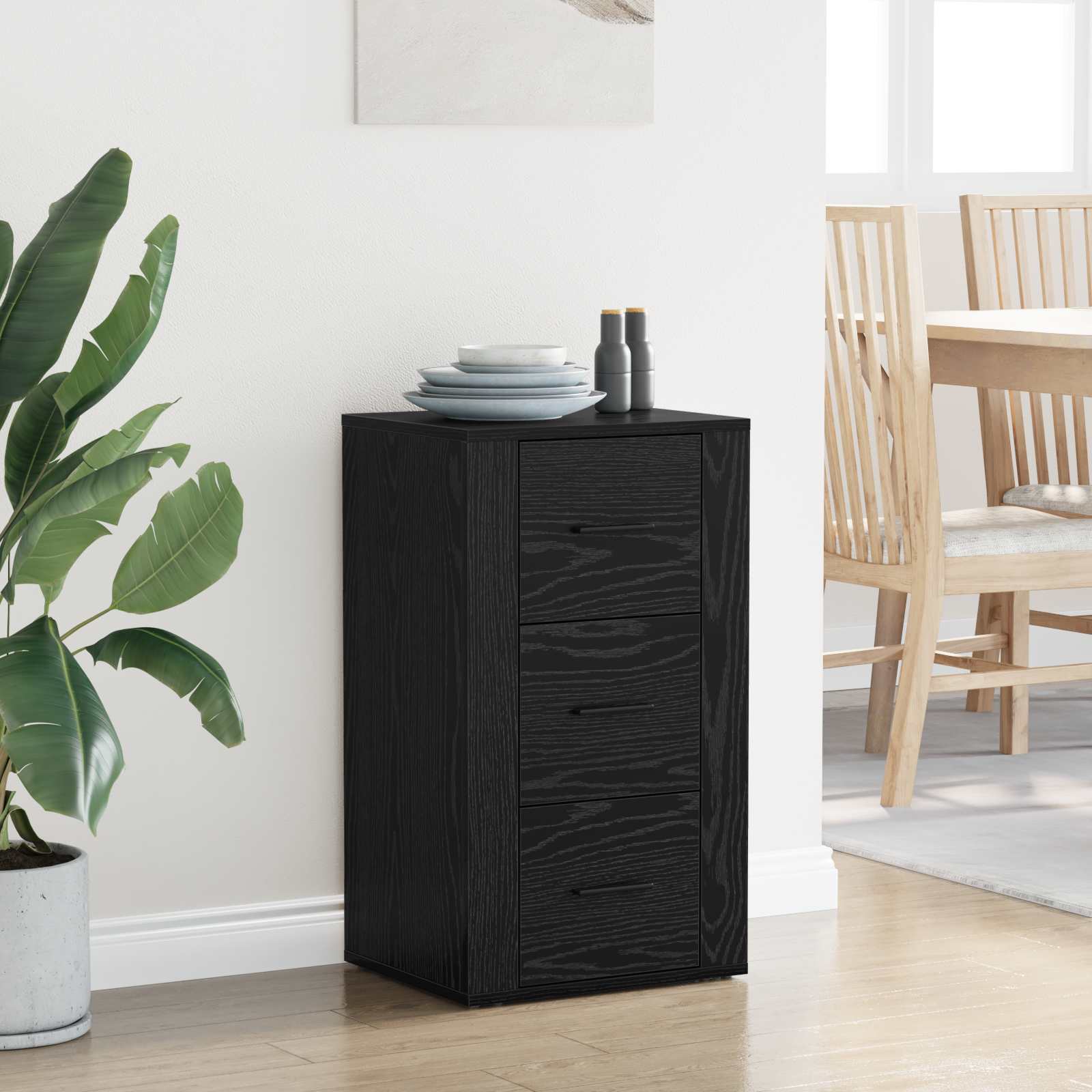 Buffet avec tiroir Chêne noir 40 x 33 x 70 cm Bois d'ingénierie - XIOS