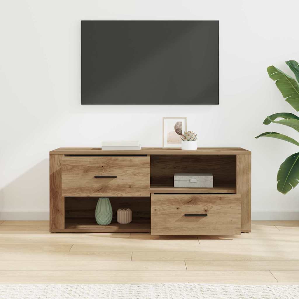 Meuble TV Chêne artisanal 100 x 35 x 40 cm Bois d'ingénierie - XIOS