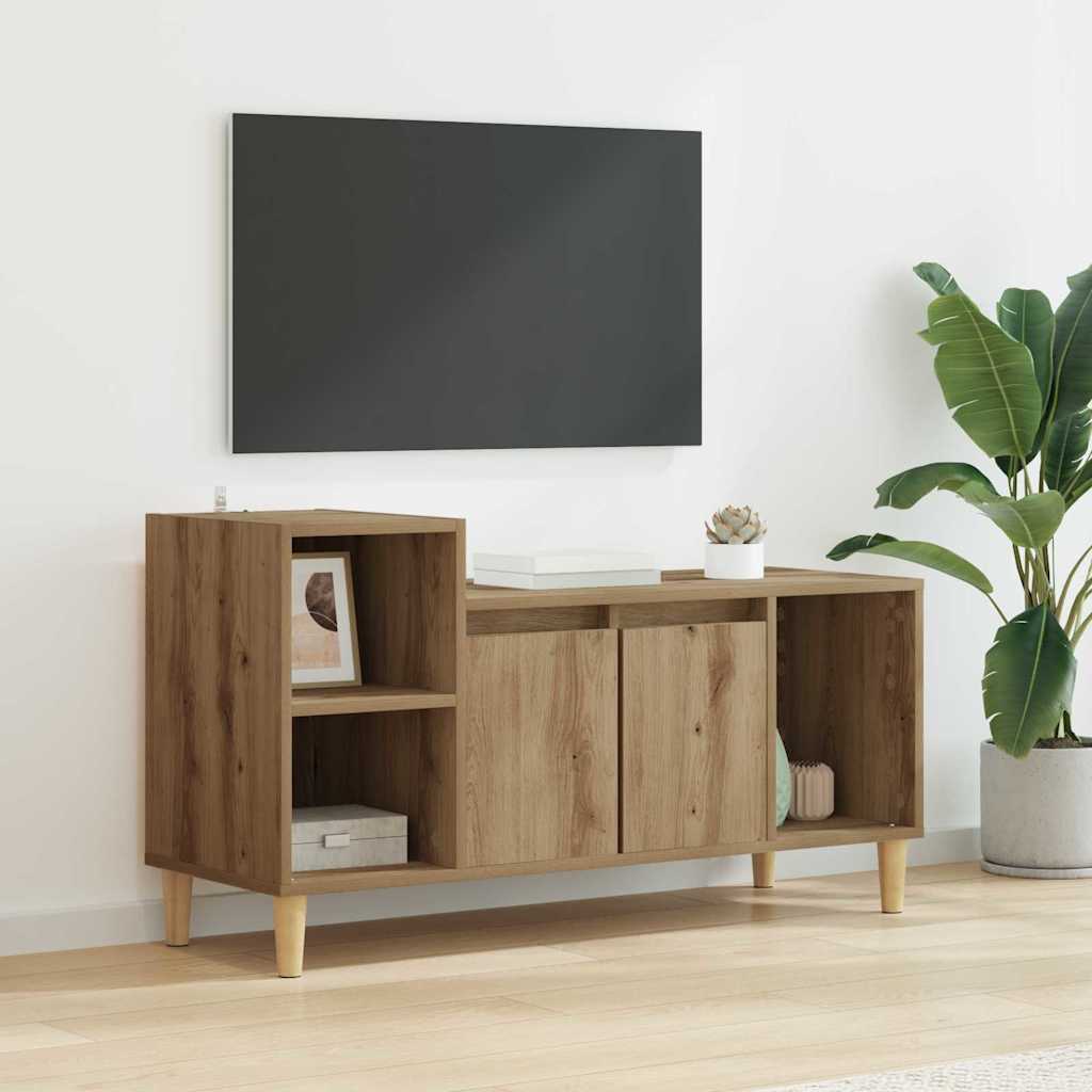 Meuble TV Chêne artisanal 100 x 35 x 55 cm Bois d'ingénierie - XIOS