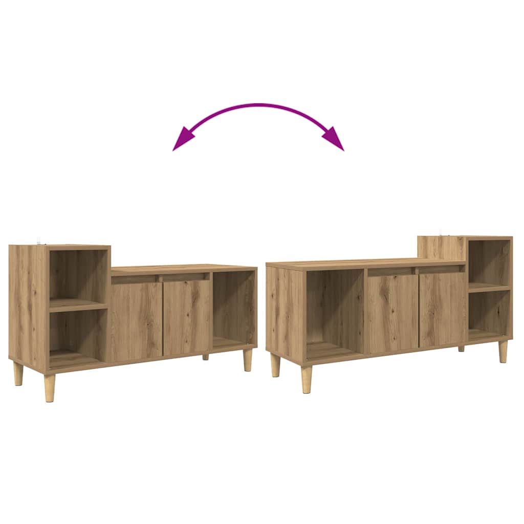 Meuble TV Chêne artisanal 100 x 35 x 55 cm Bois d'ingénierie - XIOS