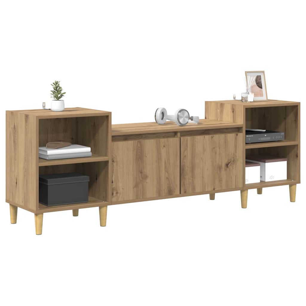 Meuble TV Chêne artisanal 160 x 35 x 55 cm Bois d'ingénierie - XIOS