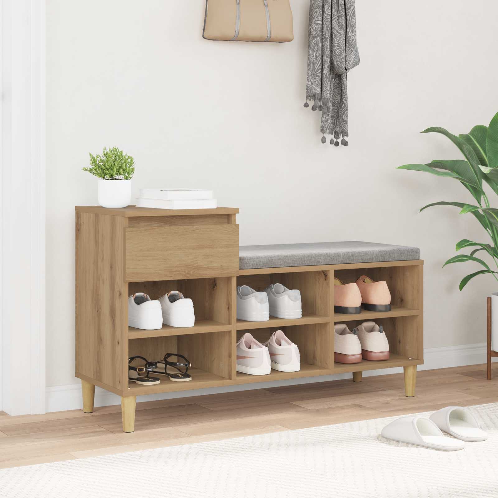 Cabinet à chaussures Chêne artisanal 102 x 36 x 60 cm - XIOS