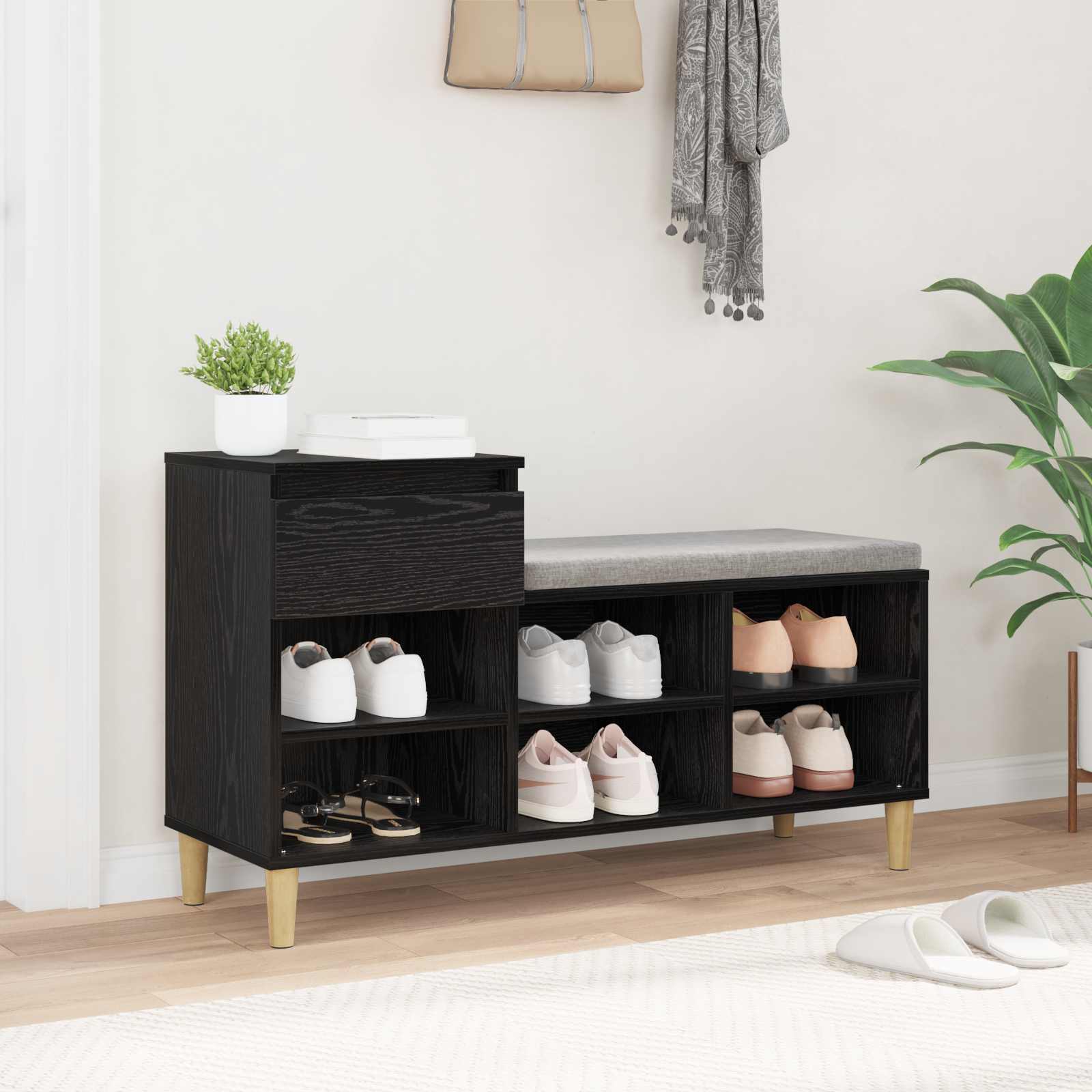 Cabinet à chaussures avec tiroir Chêne noir 102 x 36 x 60 cm - XIOS