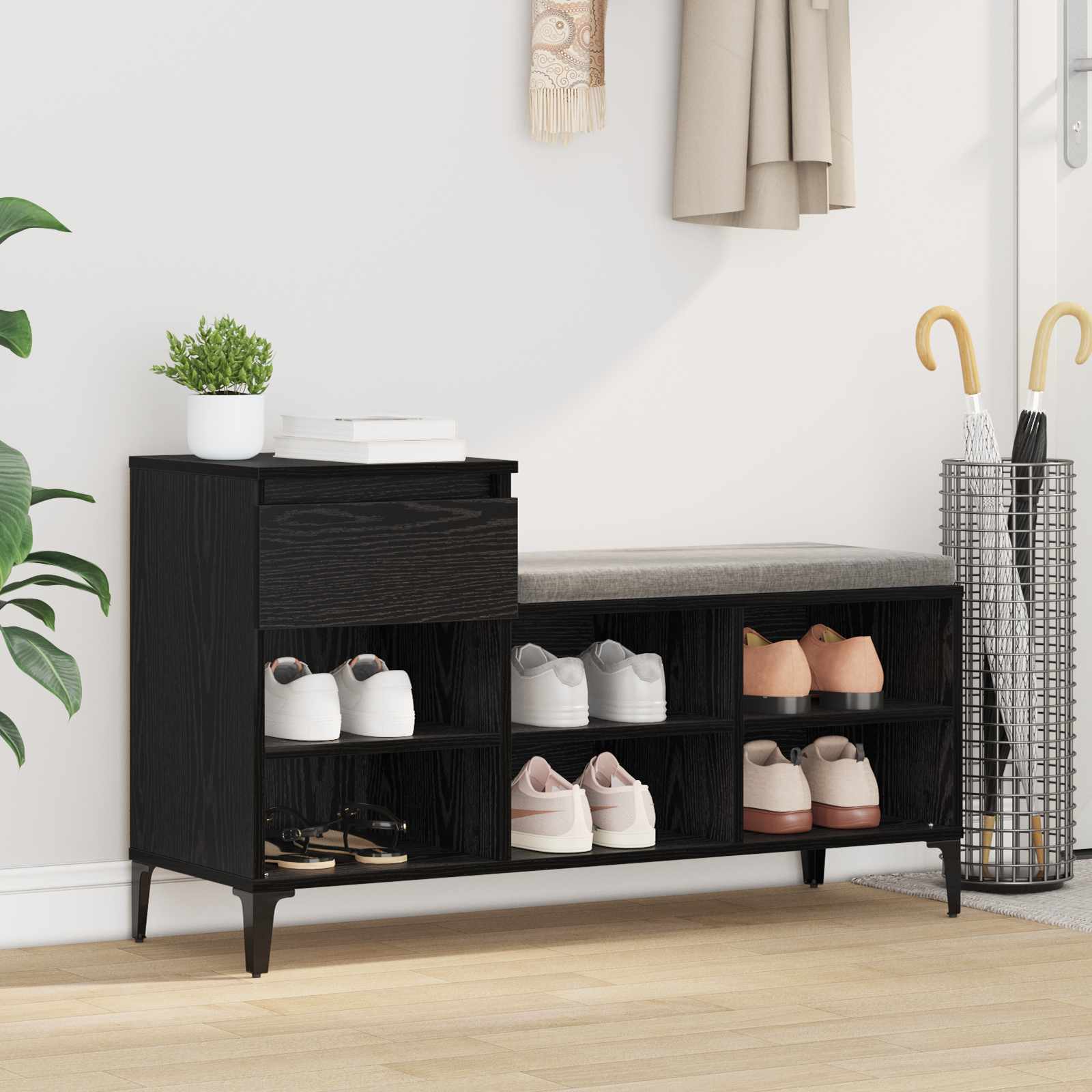 Cabinet à chaussures avec tiroir Chêne noir 102 x 36 x 60 cm - XIOS