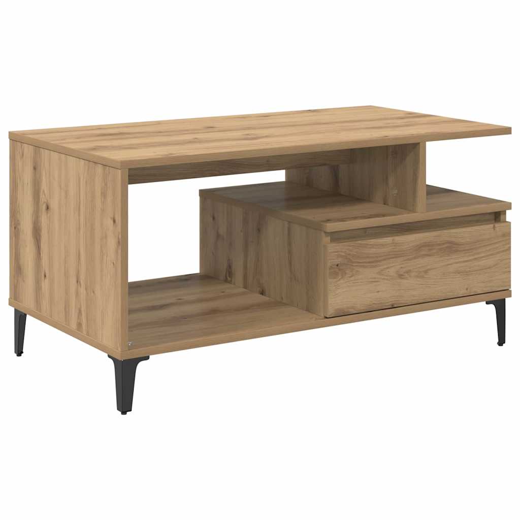 Table basse Chêne artisanal 90 x 49 x 45 cm Bois d'ingénierie - XIOS
