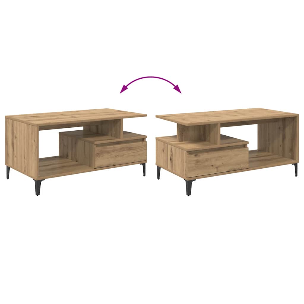 Table basse Chêne artisanal 90 x 49 x 45 cm Bois d'ingénierie - XIOS