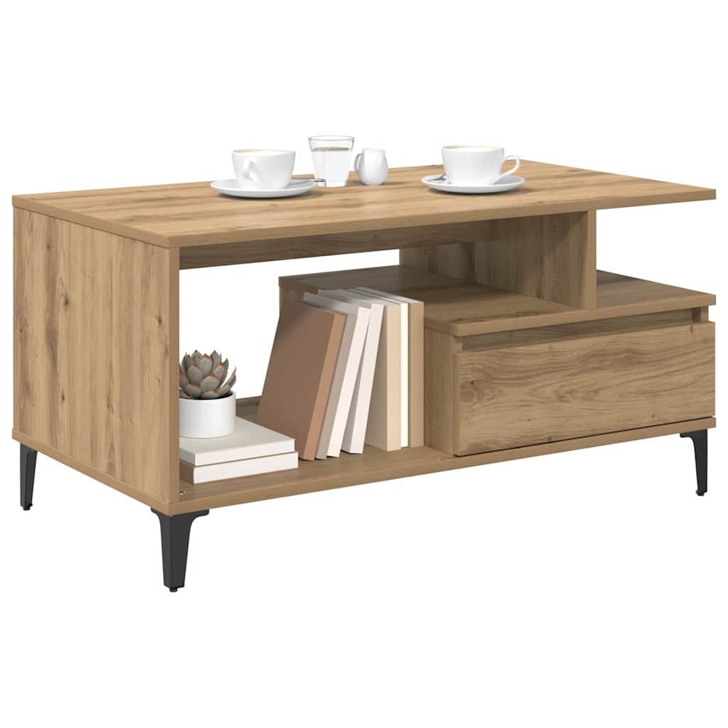 Table basse Chêne artisanal 90 x 49 x 45 cm Bois d'ingénierie - XIOS