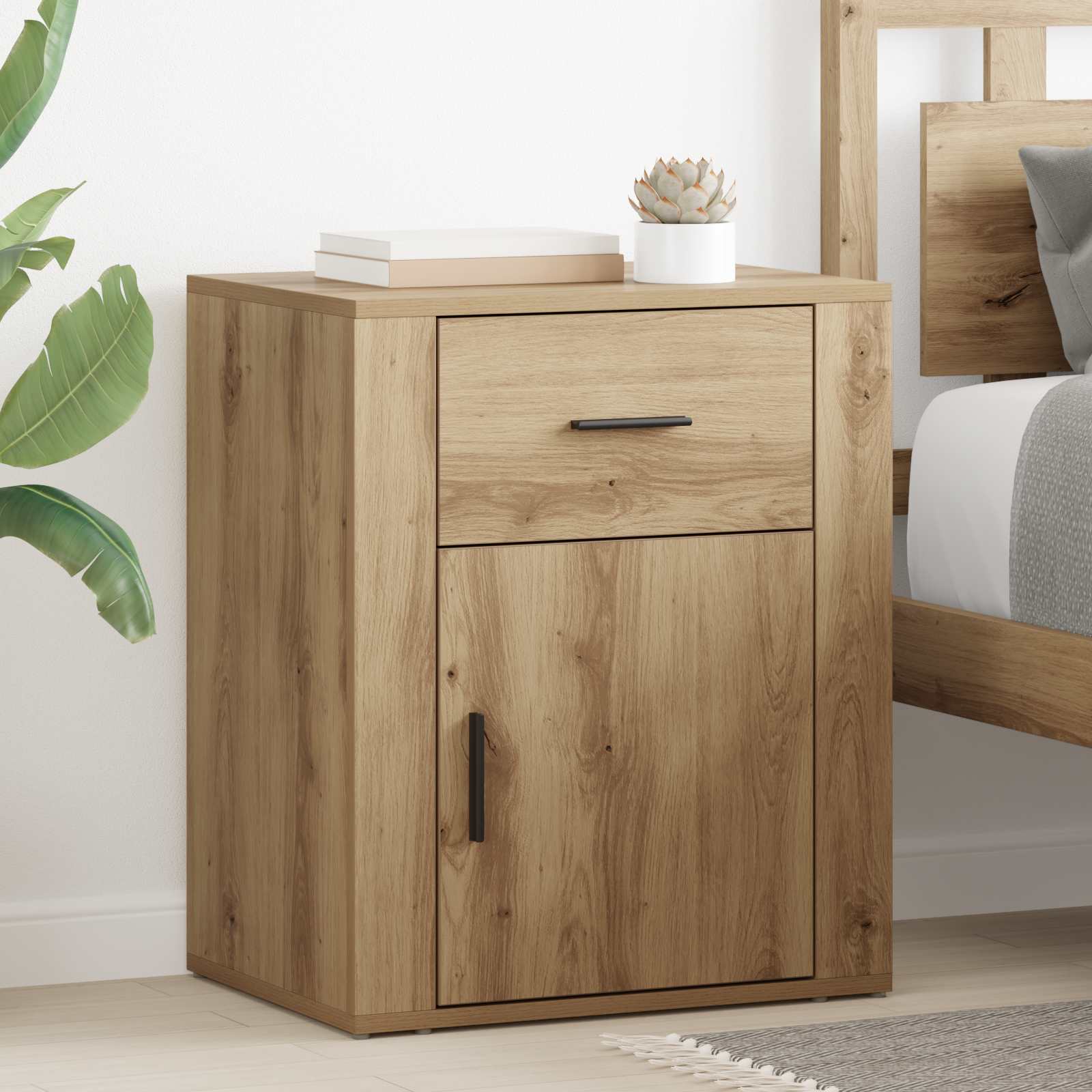 Cabinet de chevet avec tiroir Chêne artisanal 35 x 50 x 60 cm - XIOS