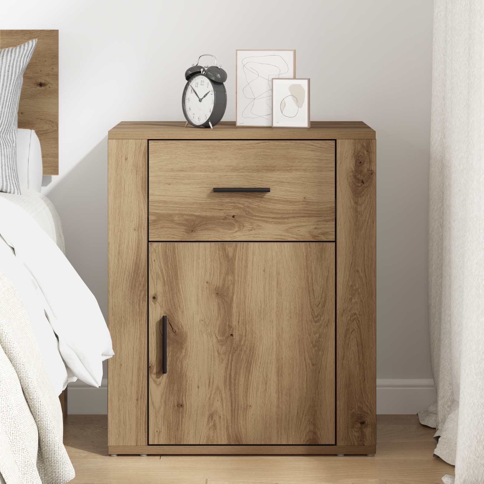Cabinet de chevet avec tiroir Chêne artisanal 35 x 50 x 60 cm - XIOS