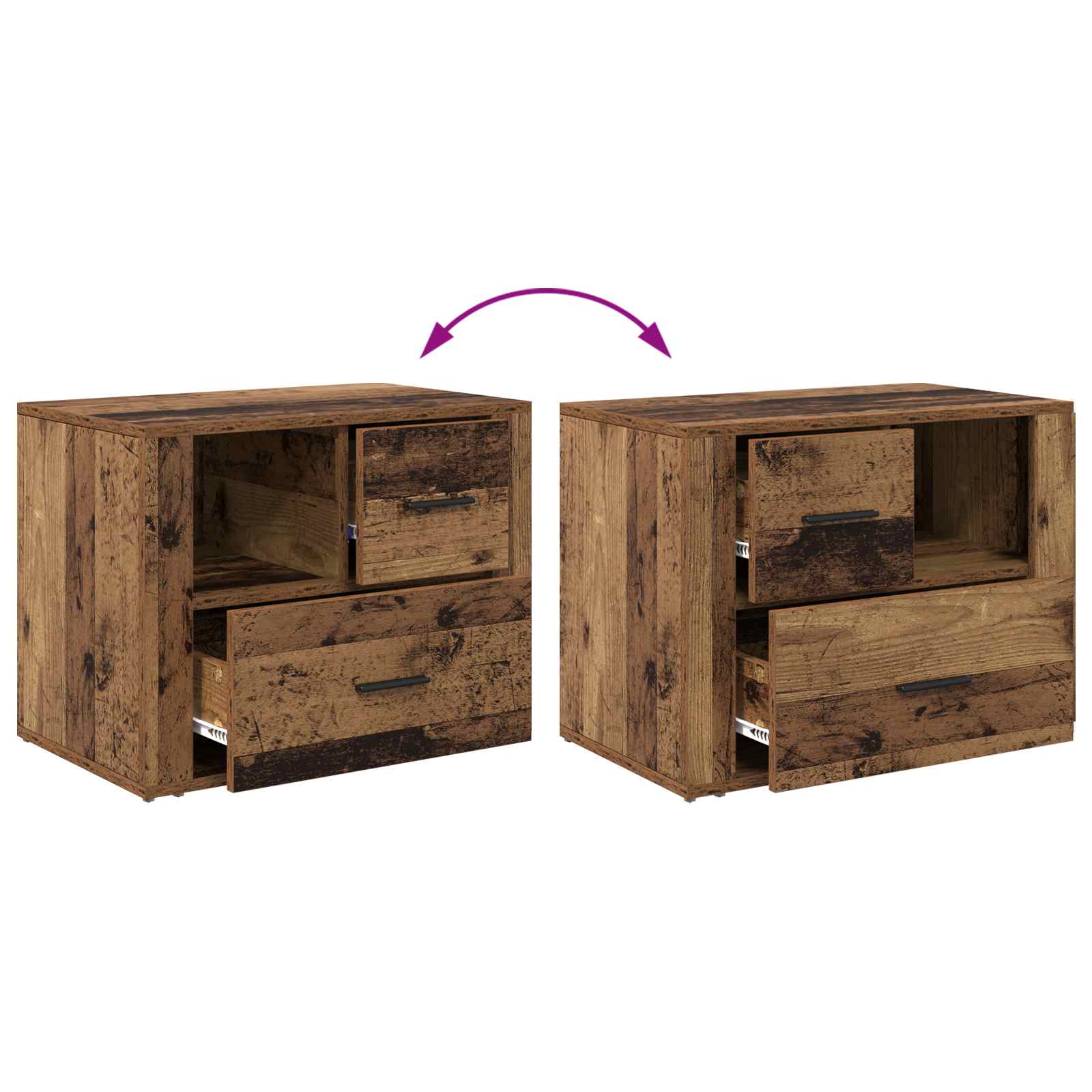 Cabinet de chevet Bois ancien 35 x 60 x 50 cm Bois d'ingénierie - XIOS