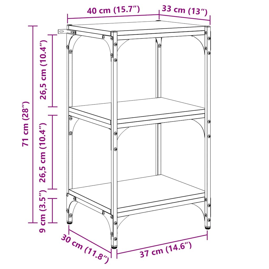Bibliothèque Chêne noir 40 x 33 x 70,5 cm - XIOS