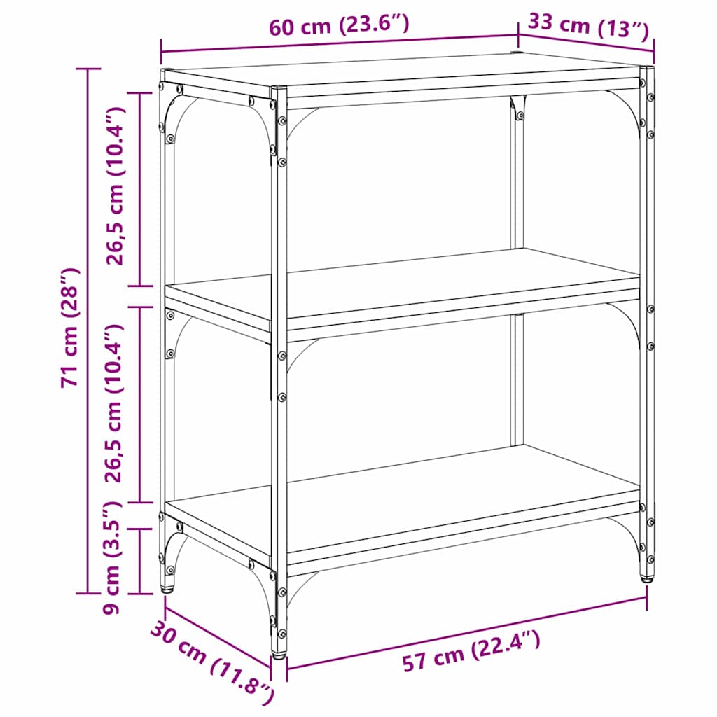 Bibliothèque chêne artisanal 60 x 33 x 70,5 cm - XIOS