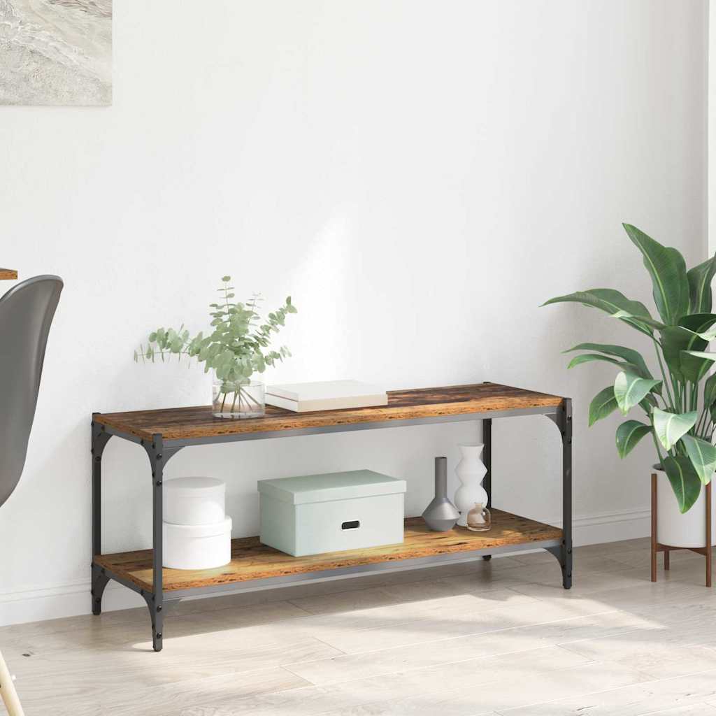 Meuble TV Bois Ancien 100x33x41cm Bois d'ingénierie et fer - XIOS