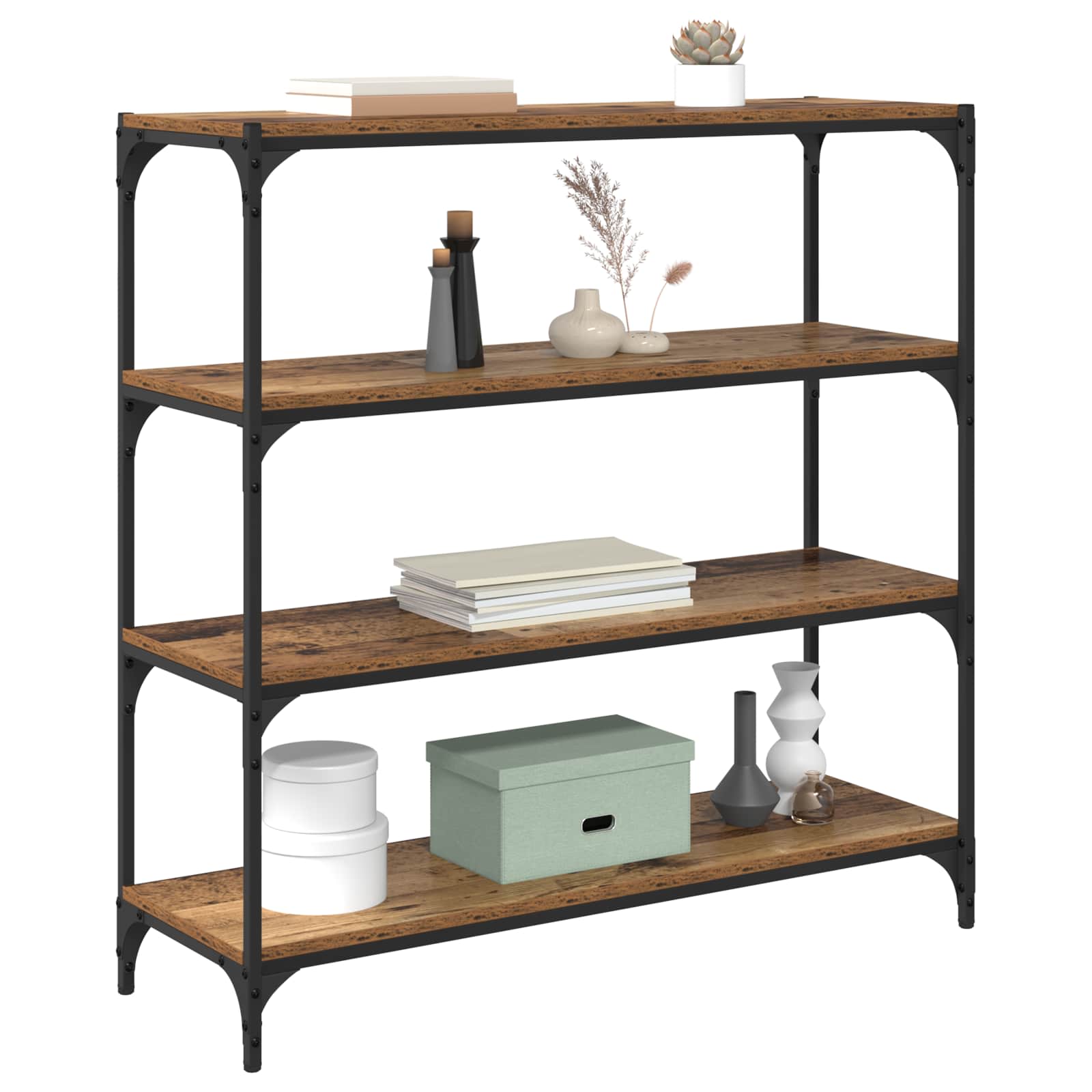 Bibliothèque Bois Ancien 100 x 33 x 100 cm