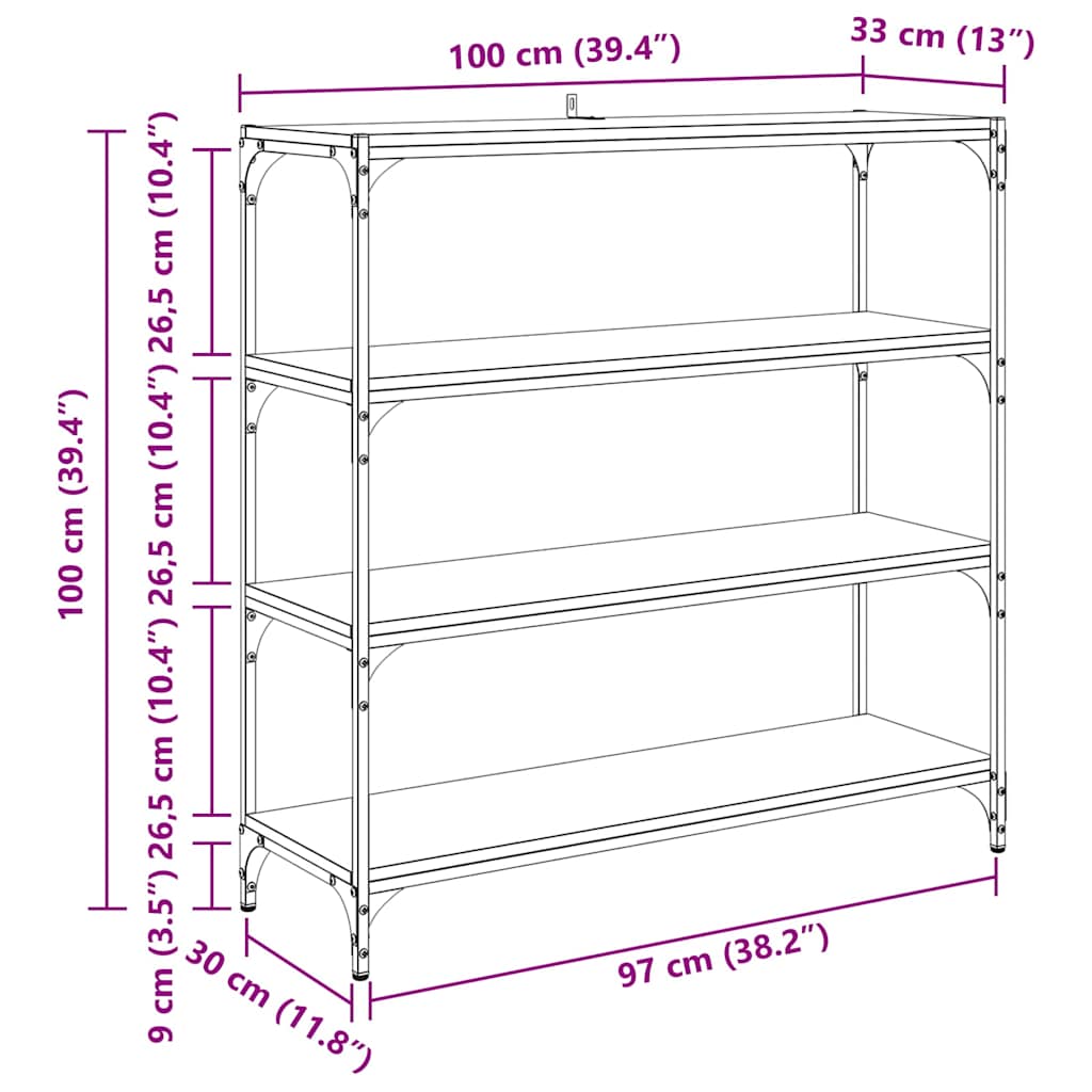 Bibliothèque Bois Ancien 100 x 33 x 100 cm - XIOS