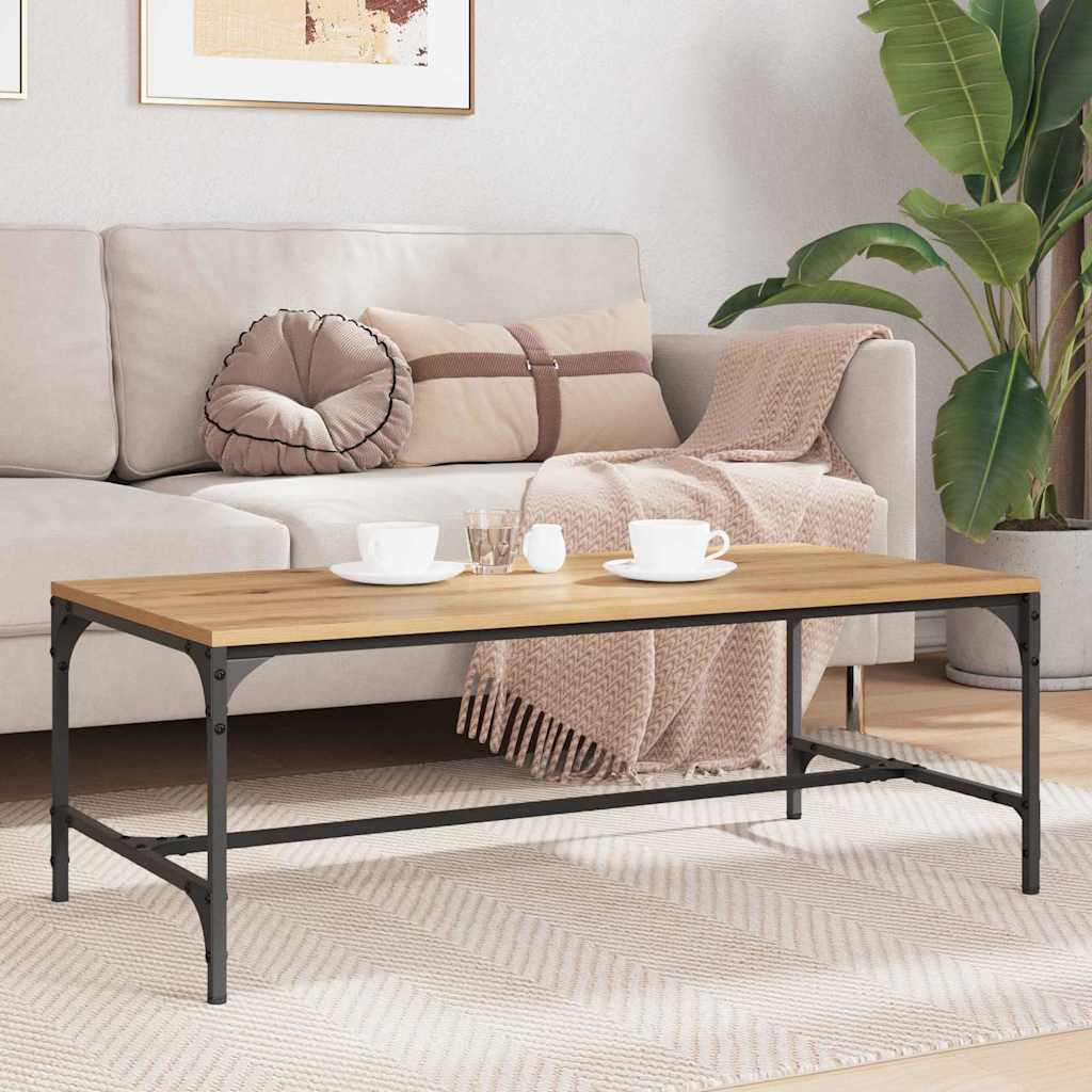 Table basse Chêne artisanal 100 x 50 x 35 cm Bois d'ingénierie