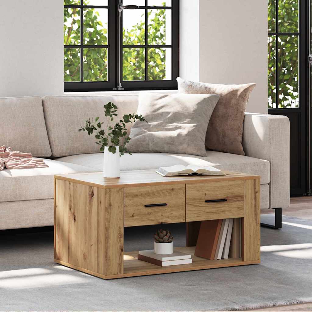 Table basse Chêne artisanal 80 x 50 x 40 cm Bois d'ingénierie - XIOS