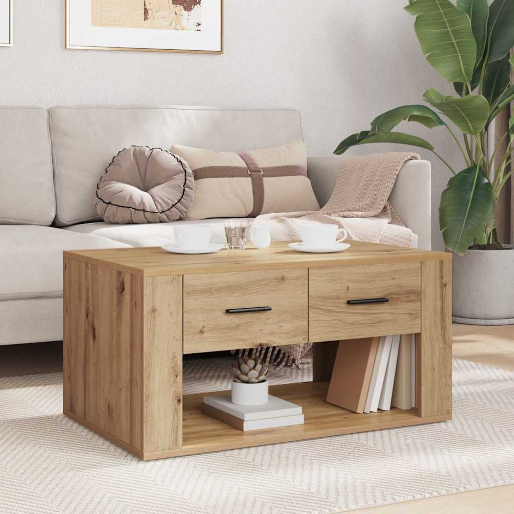 Table basse Chêne artisanal 80 x 50 x 40 cm Bois d'ingénierie - XIOS