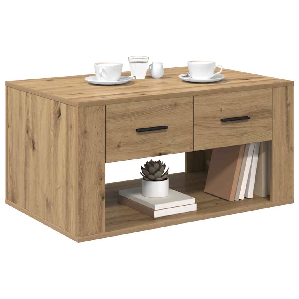 Table basse Chêne artisanal 80 x 50 x 40 cm Bois d'ingénierie - XIOS