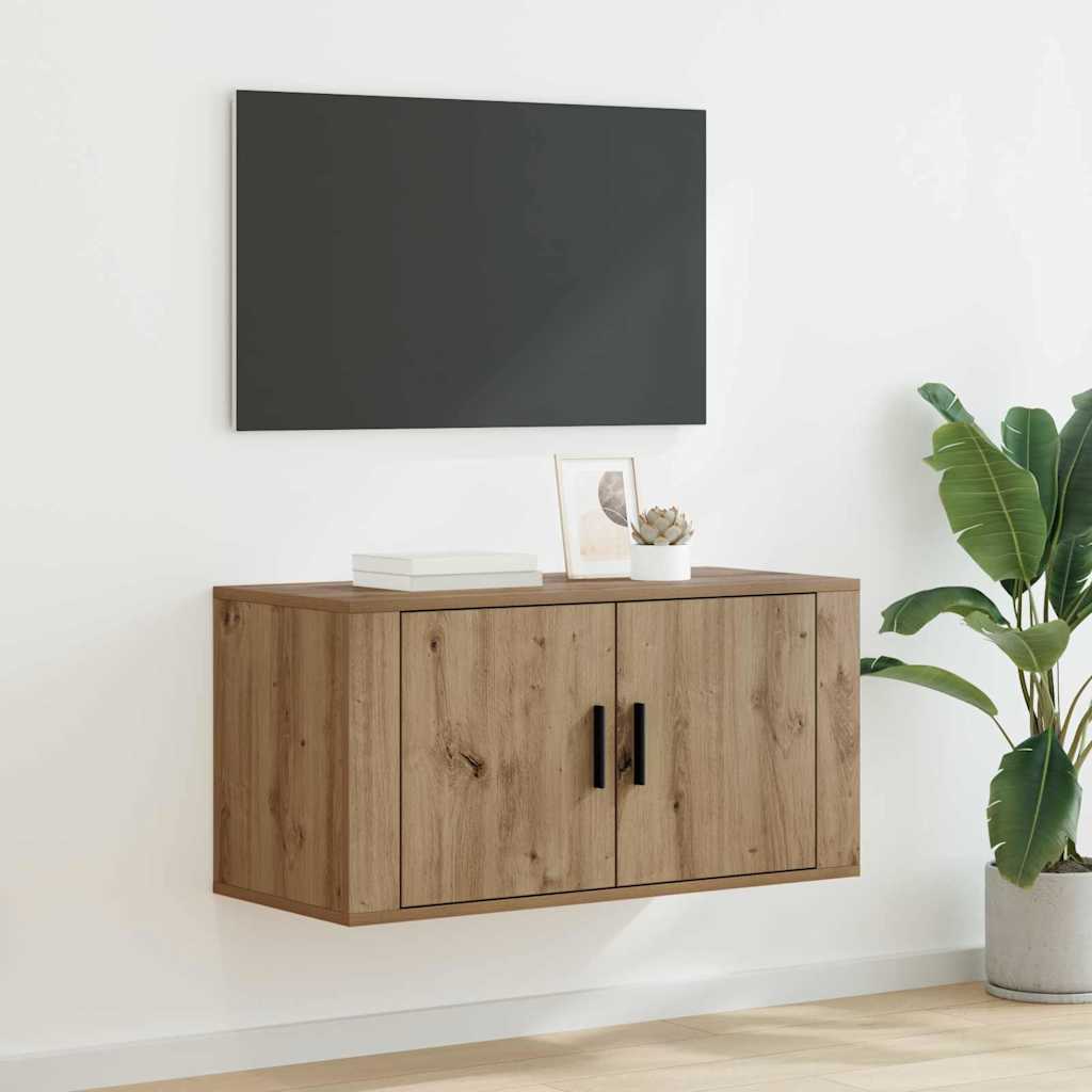Meuble TV mural 80 x 34,5 x 40 cm chêne artisanal - XIOS