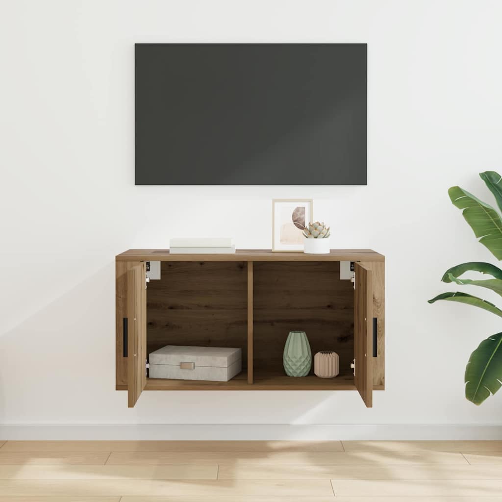 Meuble TV mural 80 x 34,5 x 40 cm chêne artisanal - XIOS