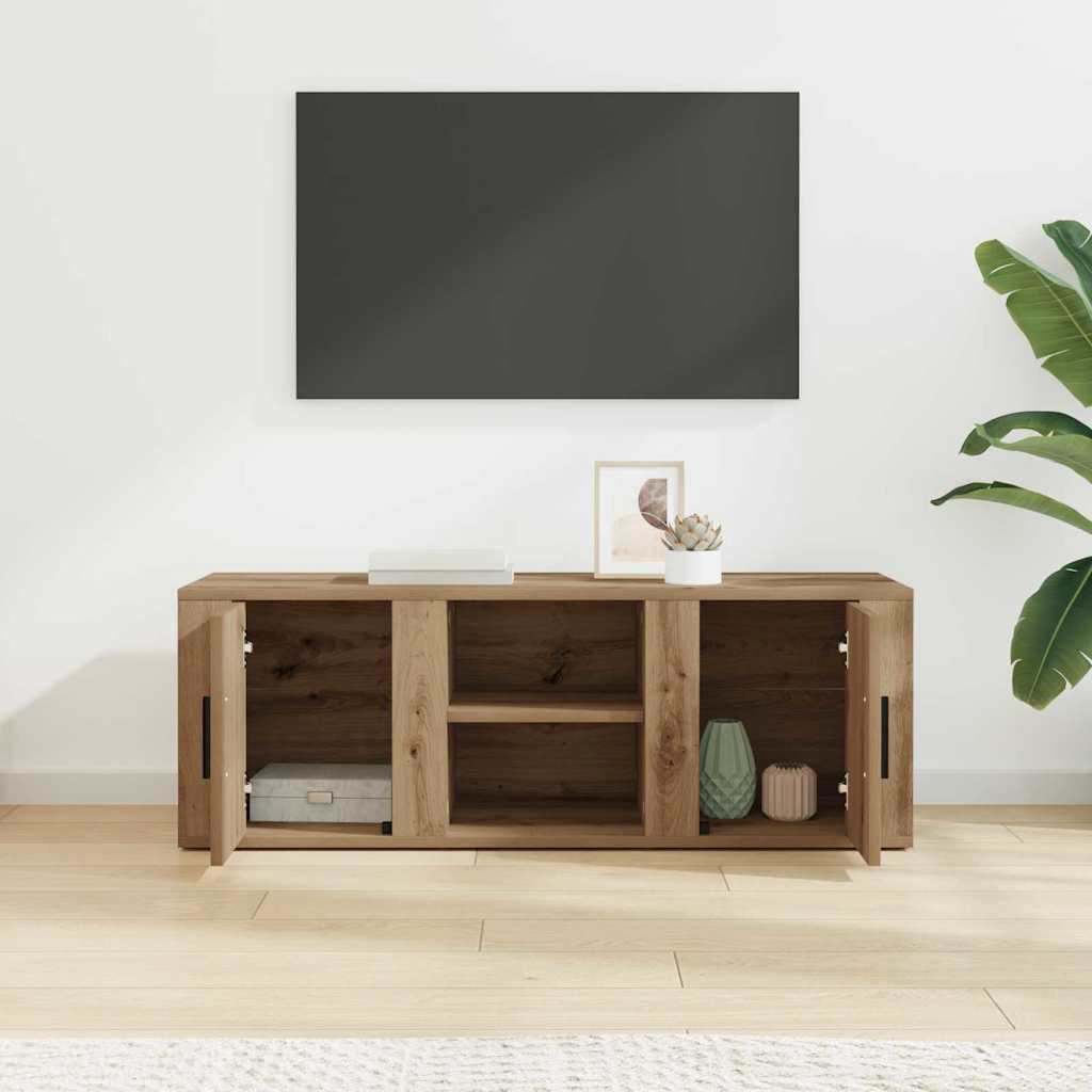 Meuble TV 100 x 31,5 x 35 cm Chêne artisanal Bois d'ingénierie - XIOS