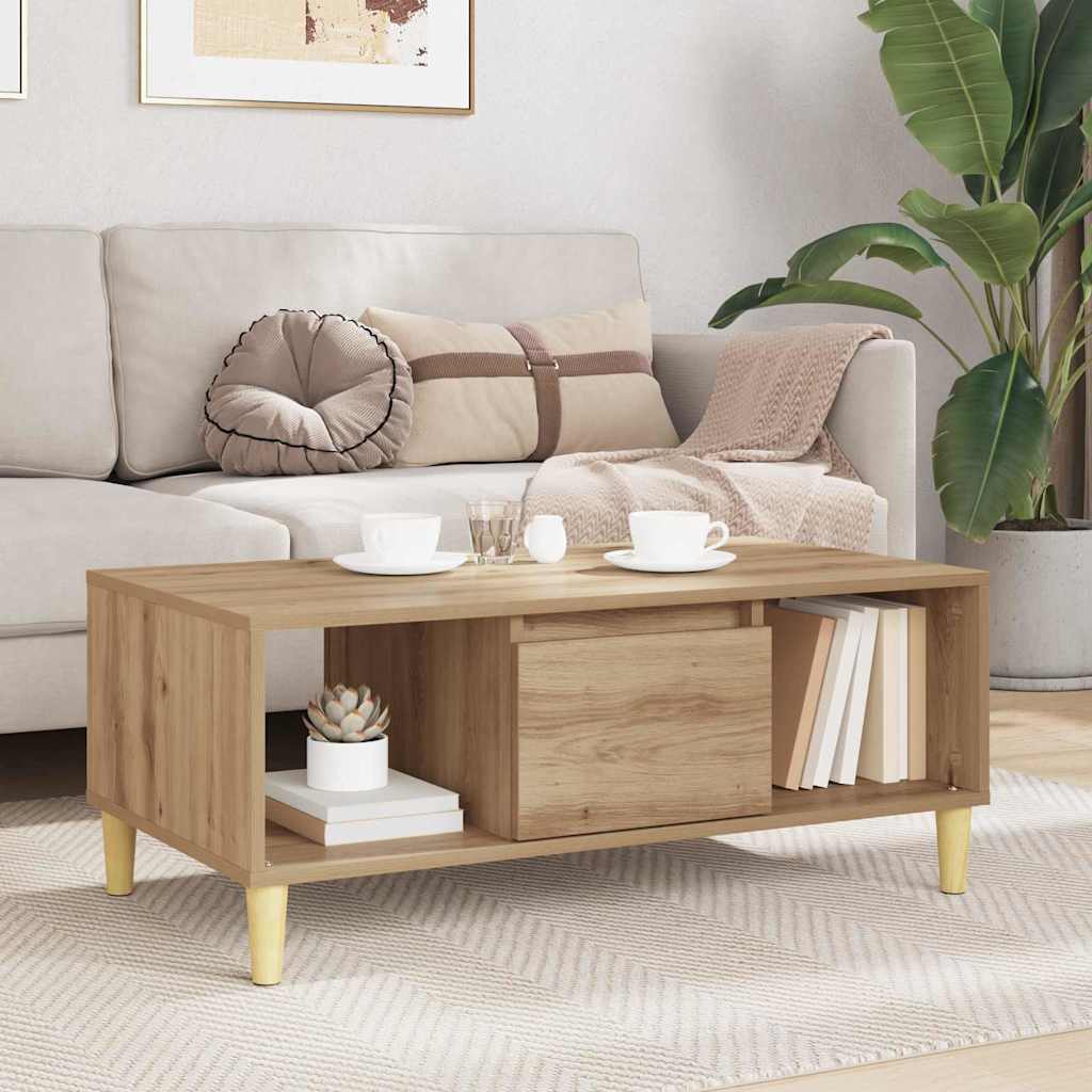 Table basse Chêne artisanal 90 x 50 x 26,5 cm Bois d'ingénierie - XIOS