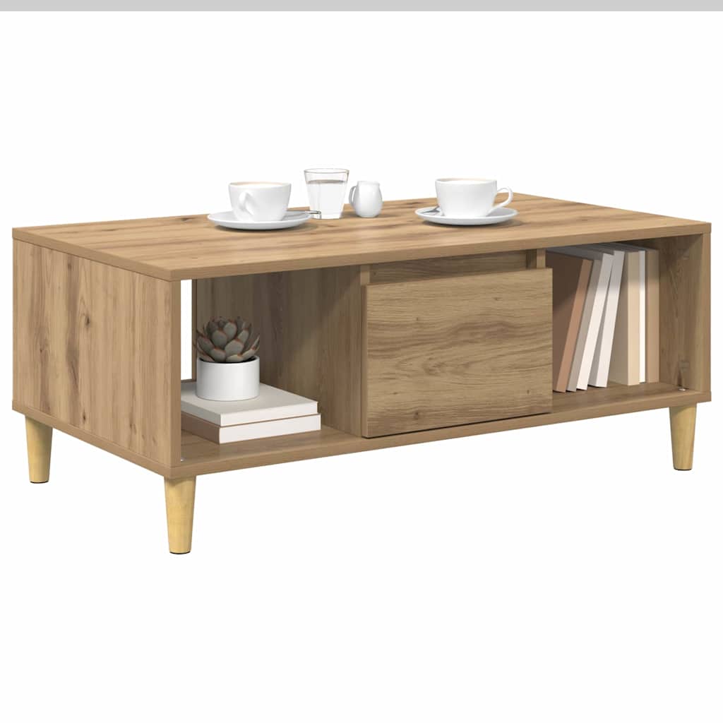 Table basse Chêne artisanal 90 x 50 x 26,5 cm Bois d'ingénierie - XIOS