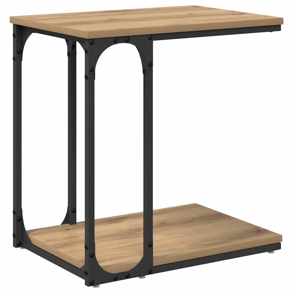 Table d'appoint avec étagère chêne artisanal 50 x 35 x 52 cm - XIOS