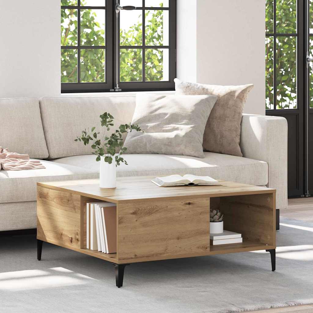 Table basse Chêne artisanal 80 x 80 x 36,5 cm Bois d'ingénierie - XIOS