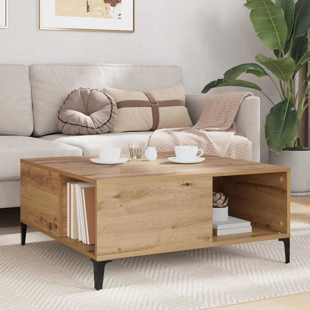 Table basse Chêne artisanal 80 x 80 x 36,5 cm Bois d'ingénierie - XIOS