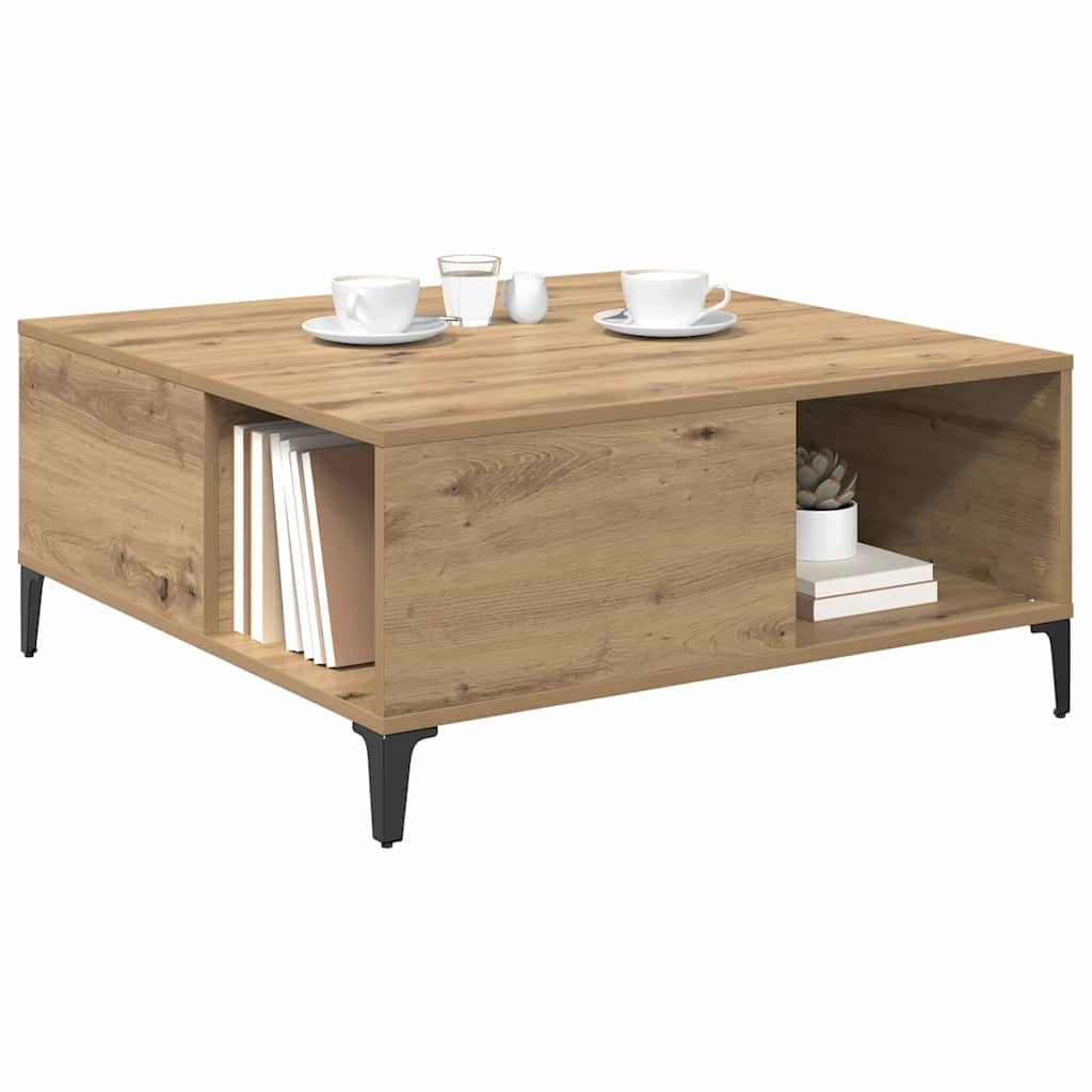 Table basse Chêne artisanal 80 x 80 x 36,5 cm Bois d'ingénierie - XIOS