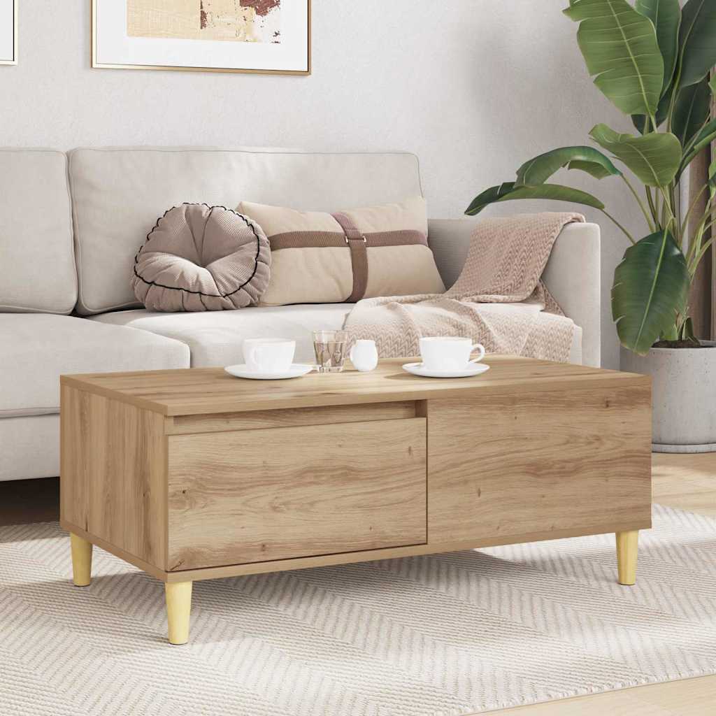 Table basse Chêne artisanal 90 x 50 x 35 cm Bois d'ingénierie - XIOS
