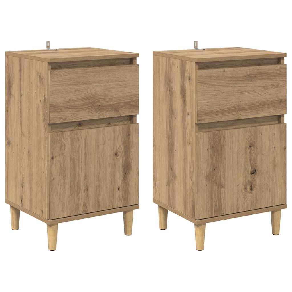 Cabinet de chevet 2 pcs Chêne artisanal 40 x 35 x 70 cm - XIOS