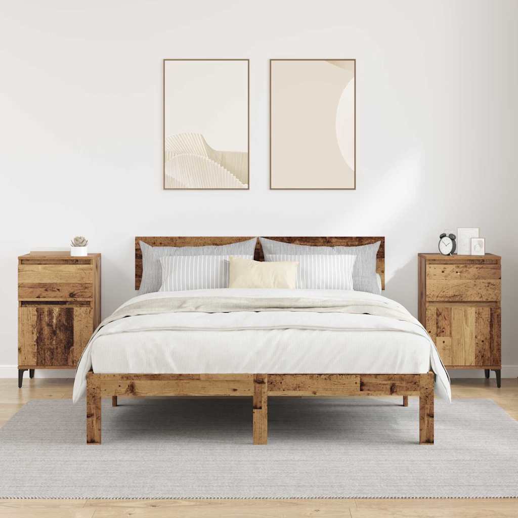 Cabinet de chevet avec tiroir 2 pcs Bois ancien 40 x 35 x 70 cm - XIOS