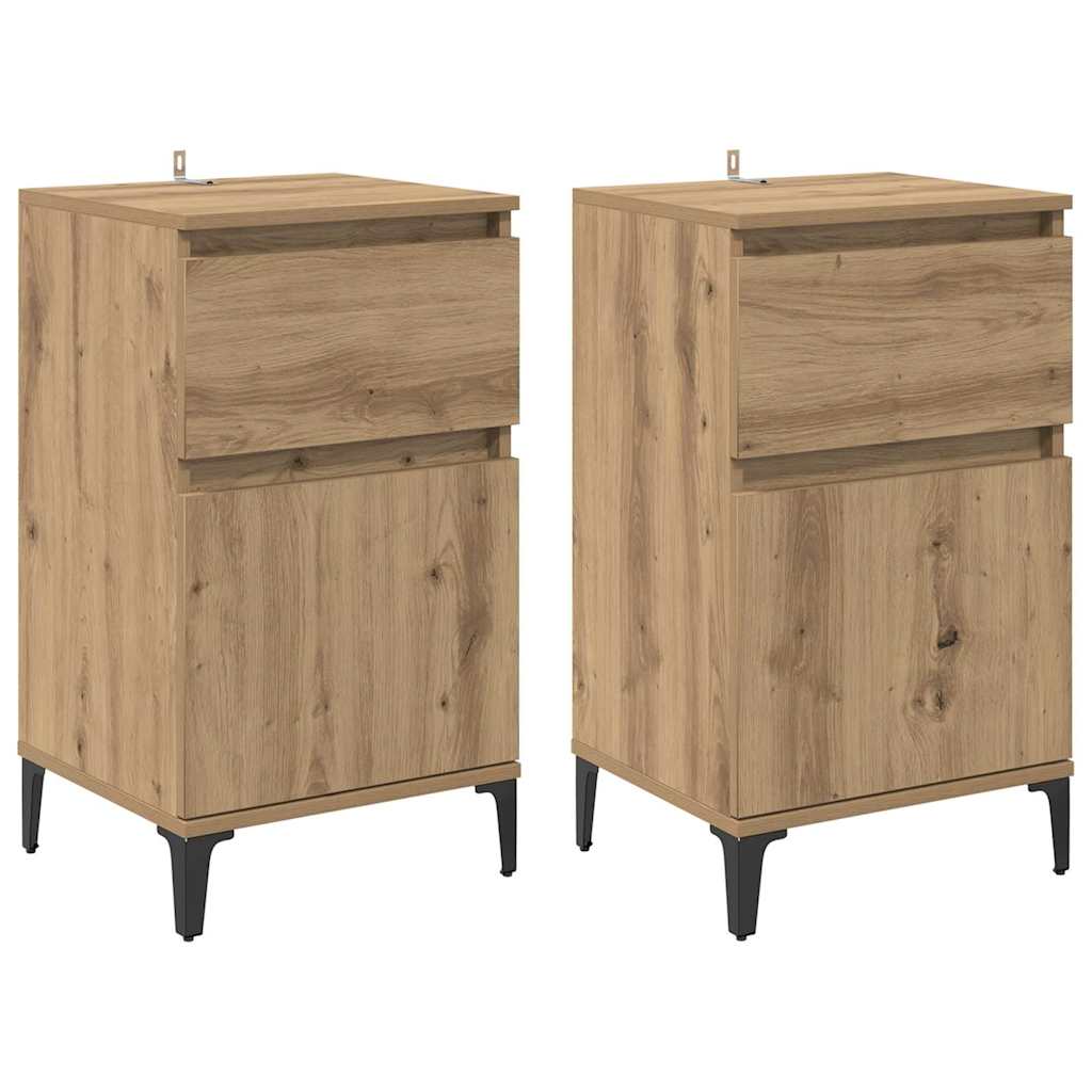 Cabinet de chevet 2 pcs chêne artisanal 40 x 35 x 70 cm