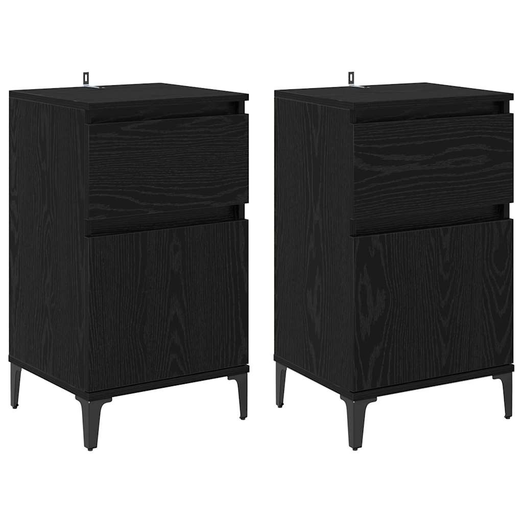 Cabinet de chevet avec tiroir 2 pcs Chêne noir 40 x 35 x 70 cm