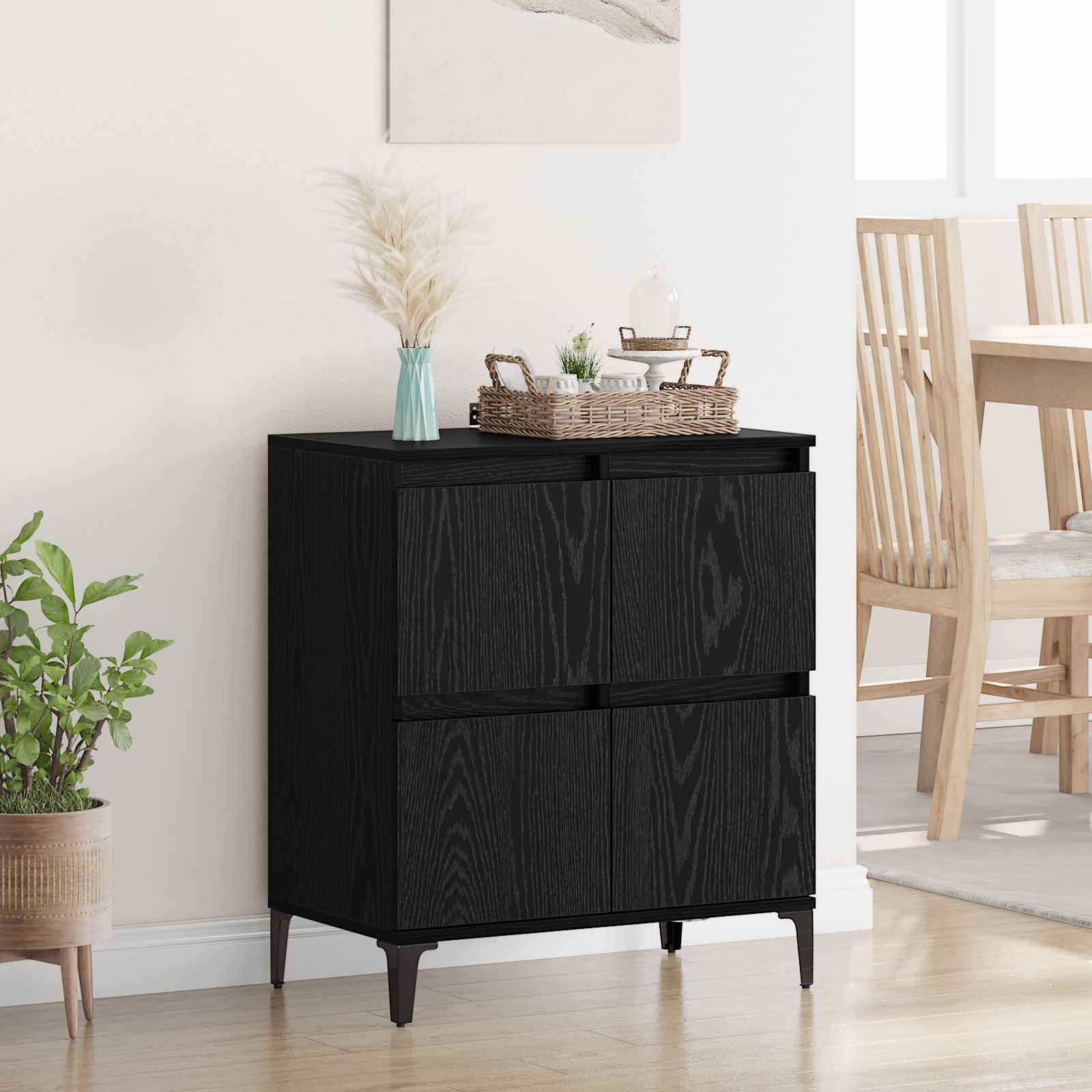 Buffet Chêne noir 60 x 35 x 70 cm Bois d'ingénierie et fer - XIOS