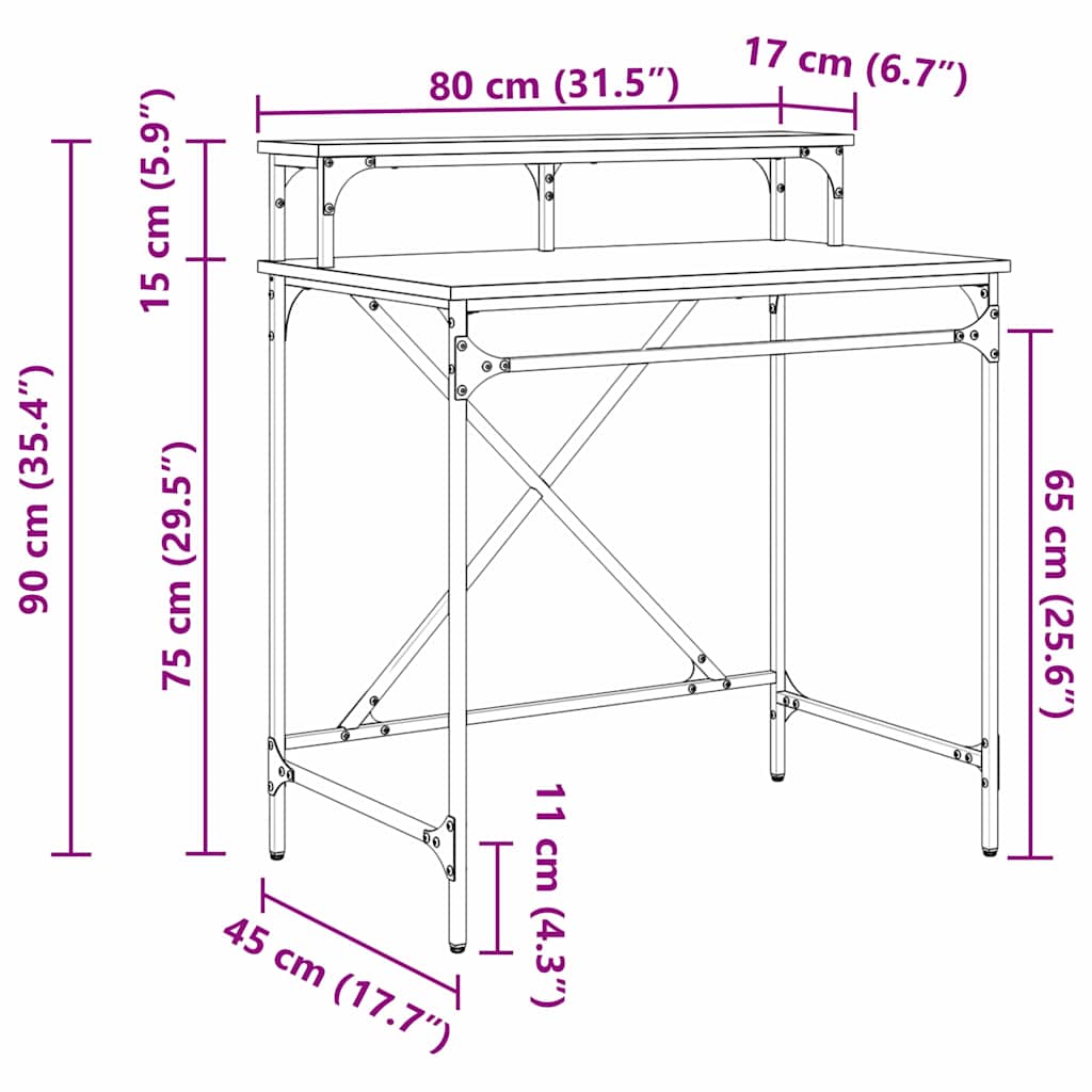 Bureau Bois Ancien 80 x 50 x 90 cm Bois d'ingénierie - XIOS