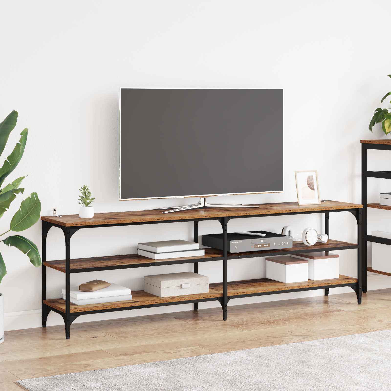 Meuble TV Bois Ancien 160 x 30 x 50 cm Bois d'ingénierie et fer