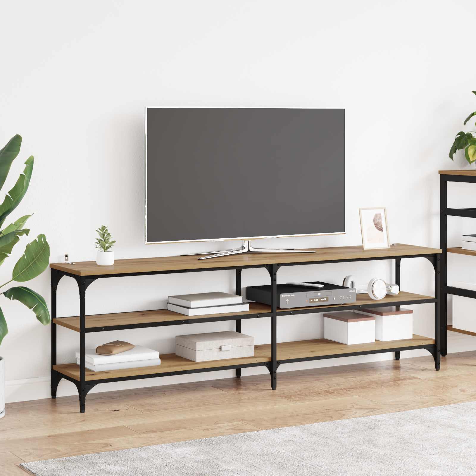 Meuble TV Chêne artisanal 160 x 30 x 50 cm - XIOS